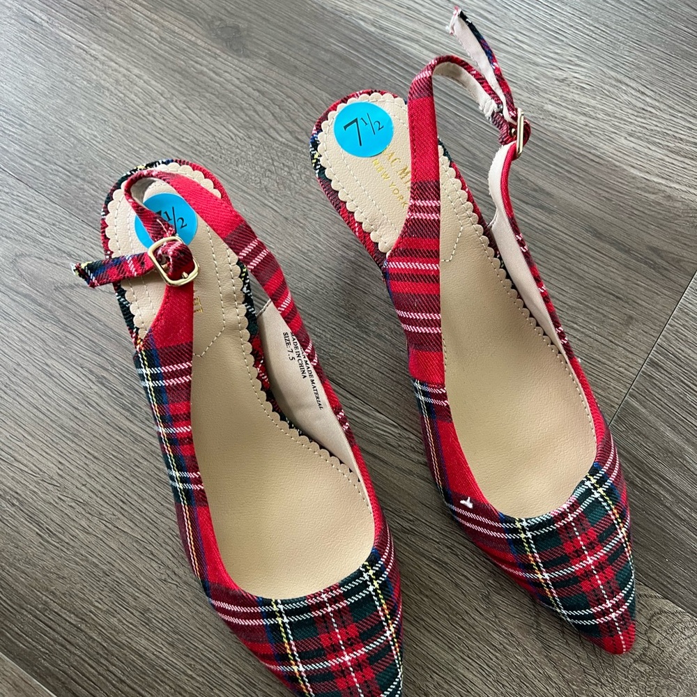 Unk Vibrant Plaid Slingback Heels